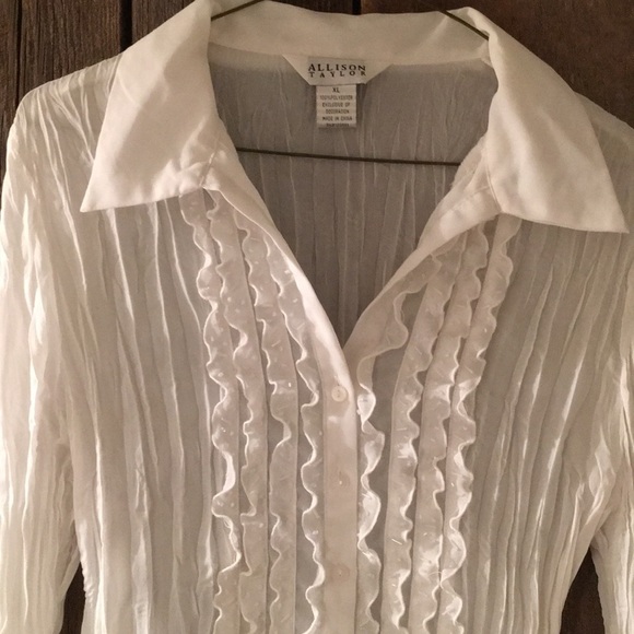 White Ruffled Button Up - Picture 2 of 4